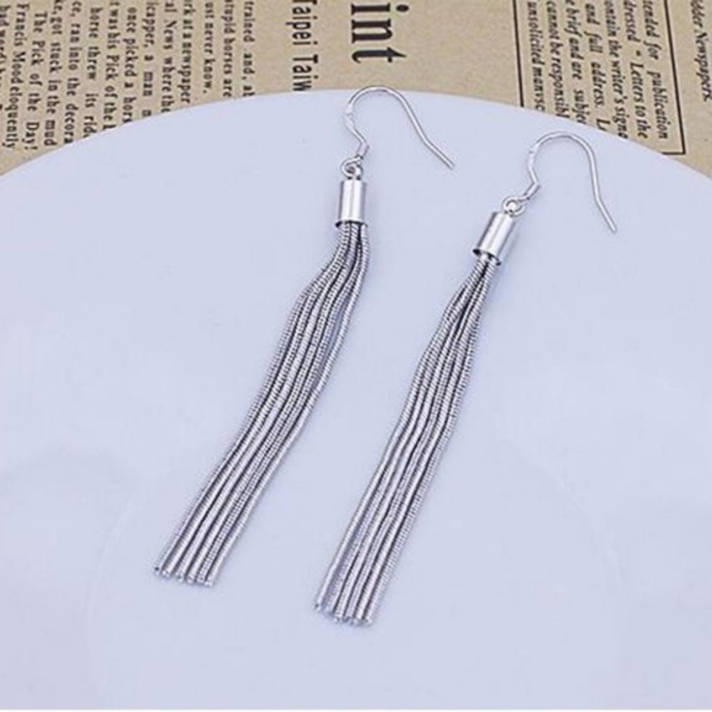COPY - NEW 925 Sterling Silver Tassel Chain Drop Earrings